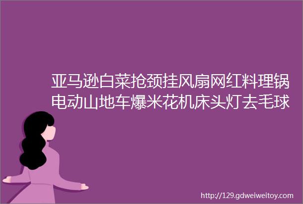 亚马逊白菜抢颈挂风扇网红料理锅电动山地车爆米花机床头灯去毛球机